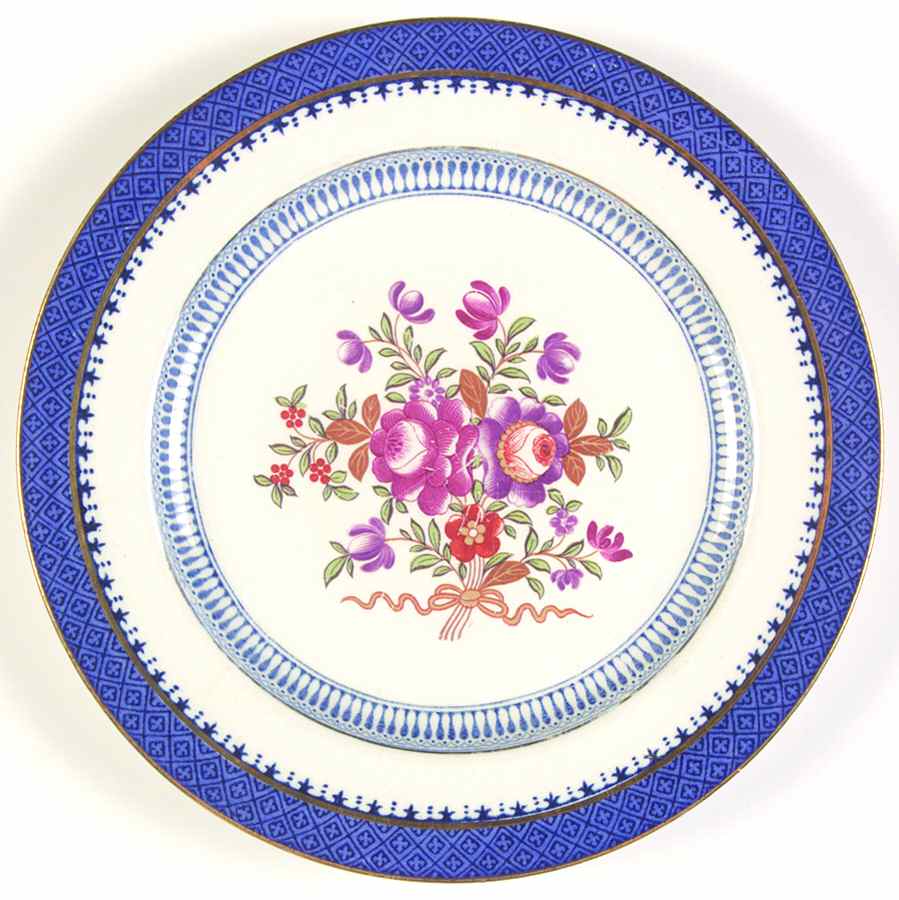 Lowestoft Border (With Flowers) Salad Plate by Booths-1