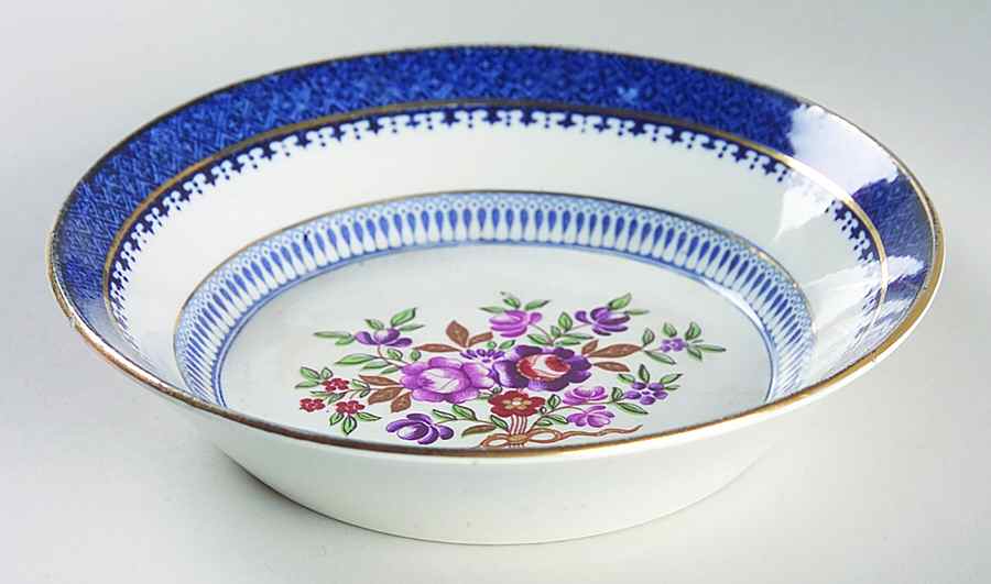 Lowestoft Border (With Flowers) Fruit/Dessert (Sauce) Bowl by Booths-1