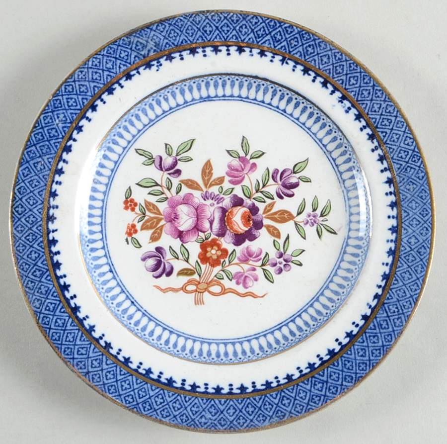 Lowestoft Border (With Flowers) Small Bread & Butter Plate by Booths-1