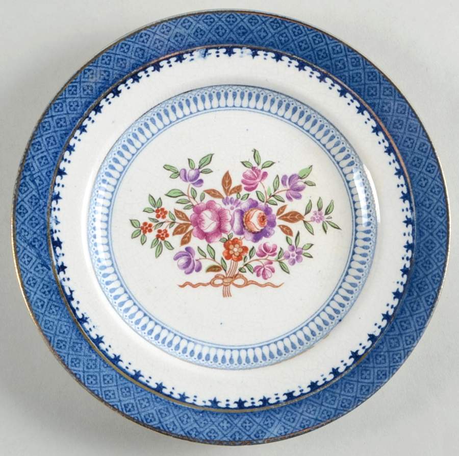 Lowestoft Border (With Flowers) Bread & Butter Plate by Booths-1