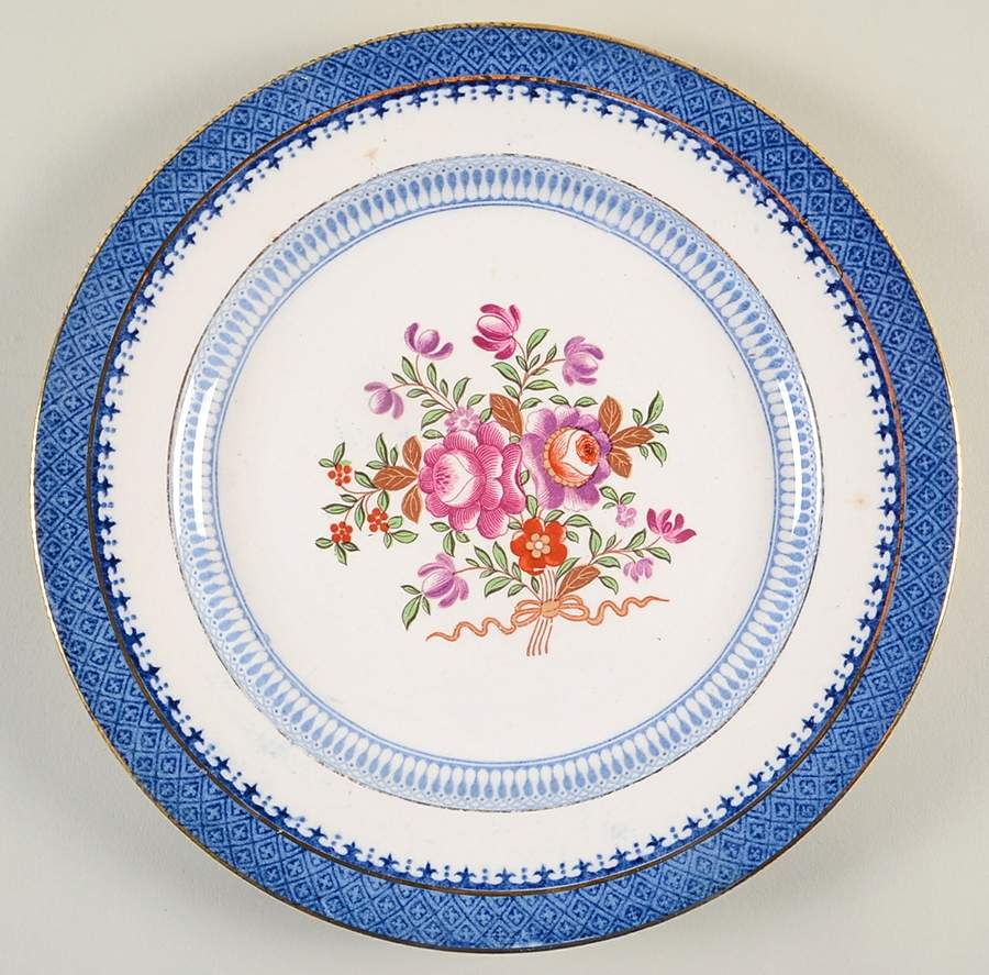 Lowestoft Border (With Flowers) Luncheon Plate by Booths-1