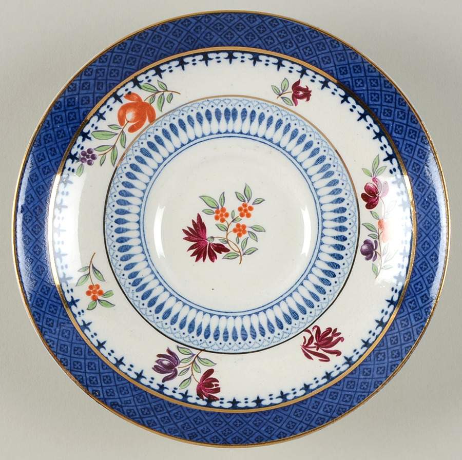 Lowestoft Border (With Flowers) Saucer by Booths-1