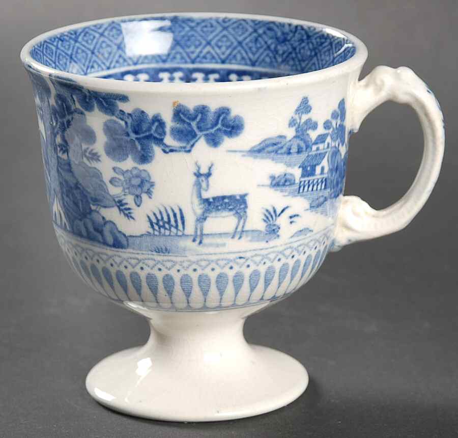Lowestoft Deer (No Trim) Footed Cup by Booths-1
