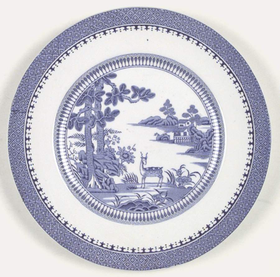 Lowestoft Deer (No Trim) Dinner Plate by Booths-1