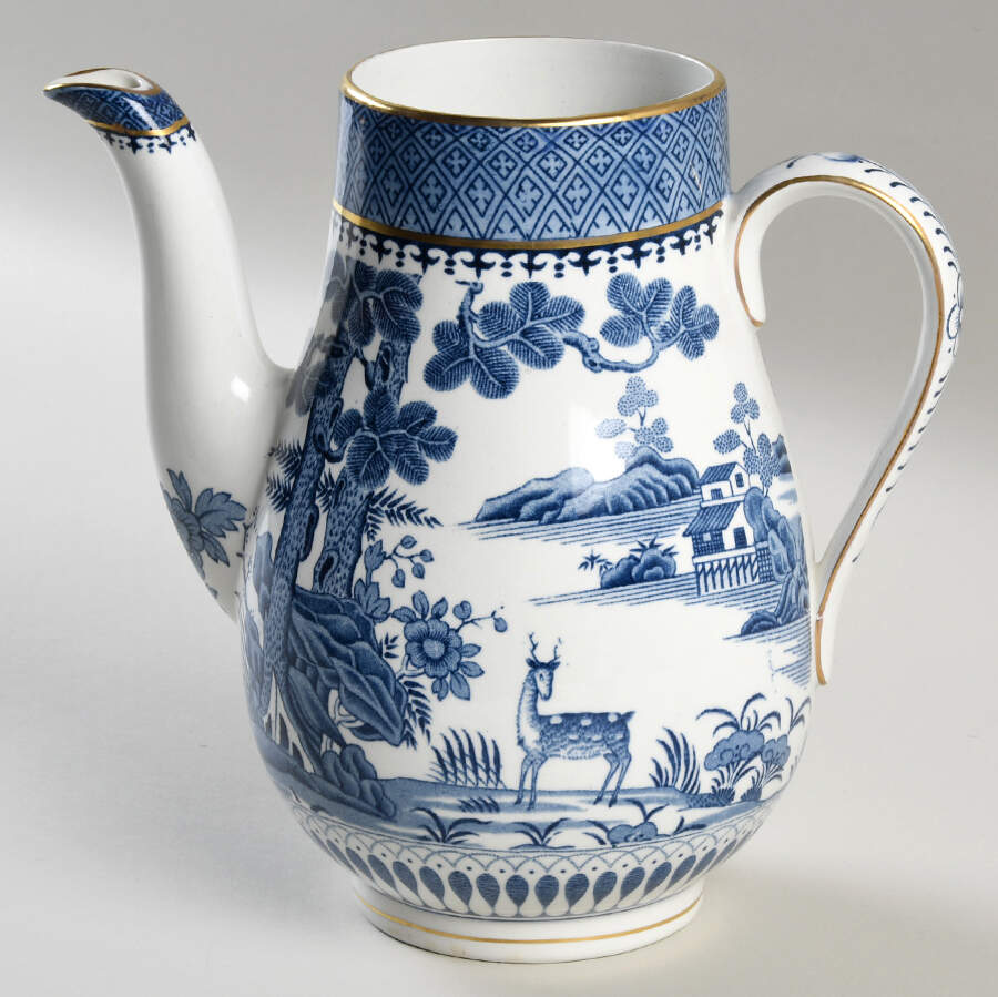 Lowestoft Deer (Gold) Coffee Pot No Lid by Booths-1