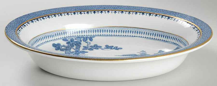 Lowestoft Deer (Gold) 9" Oval Vegetable Bowl by Booths-1