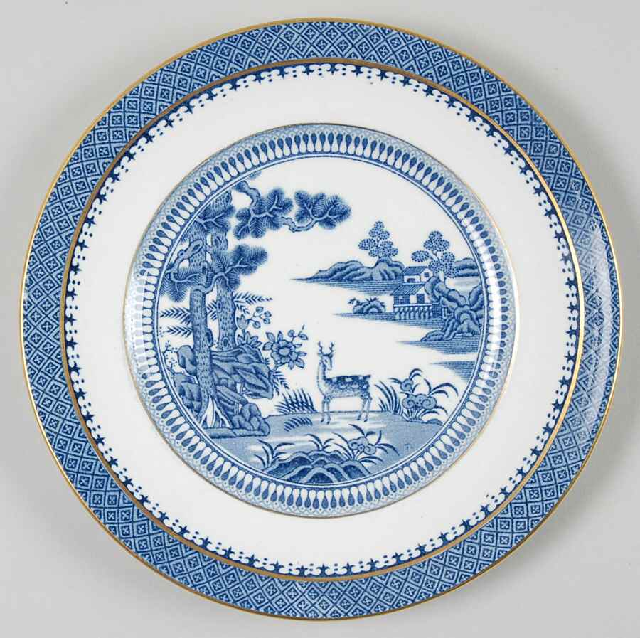 Lowestoft Deer (Gold) Bread & Butter Plate by Booths-1