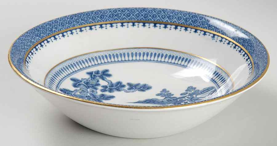 Lowestoft Deer (Gold) Coupe Cereal Bowl by Booths-1
