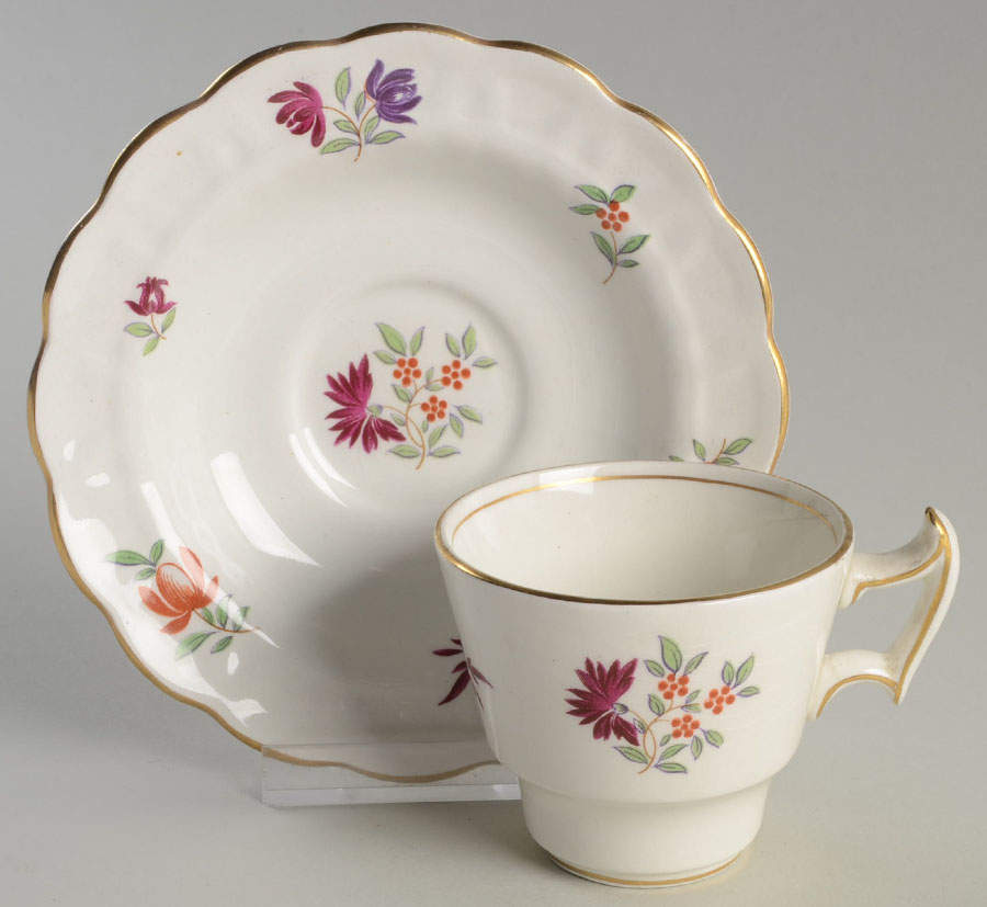 Lowestoft Footed Demitasse Cup & Saucer Set by Booths-1