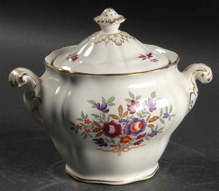 Lowestoft Sugar Bowl & Lid by Booths-1