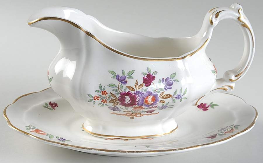 Lowestoft Gravy Boat & Underplate by Booths-1