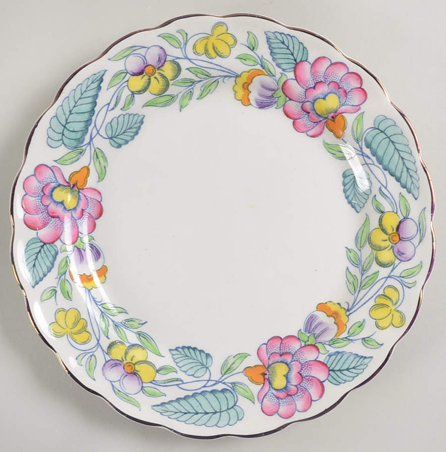 Mayfair (Pink & Yellow Flowers) Dessert/Pie Plate by Booths-1