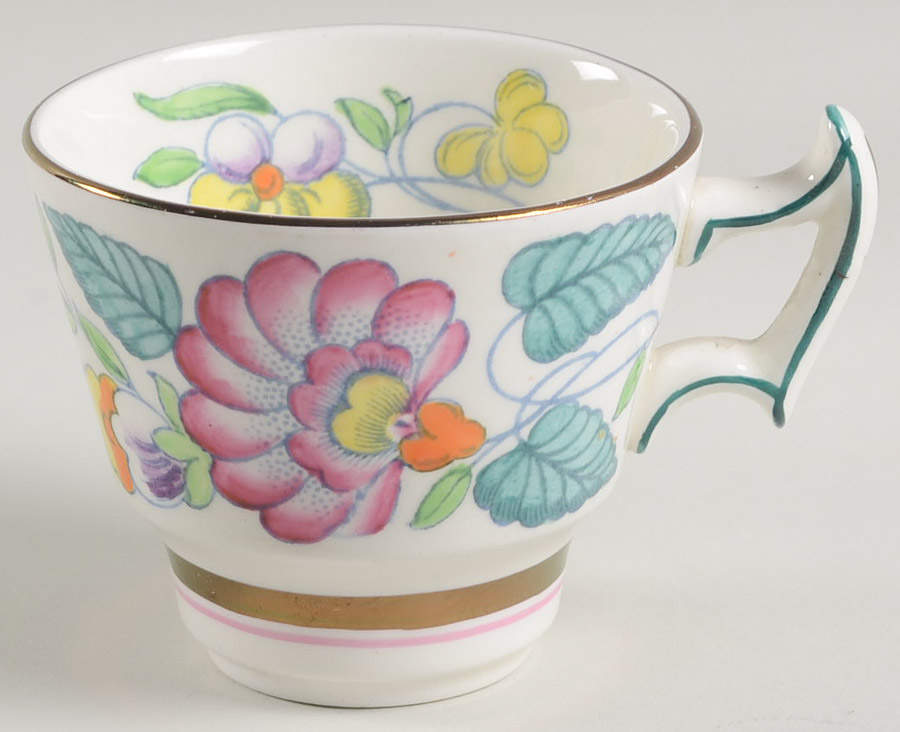 Mayfair (Pink & Yellow Flowers) Footed Demitasse Cup by Booths-1