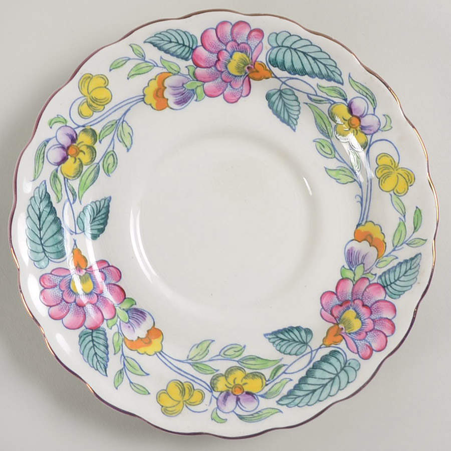Mayfair (Pink & Yellow Flowers) Saucer for Cream Soup Bowl by Booths-1