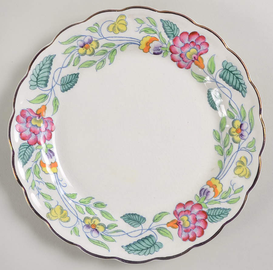 Mayfair (Pink & Yellow Flowers) Bread & Butter Plate by Booths-1
