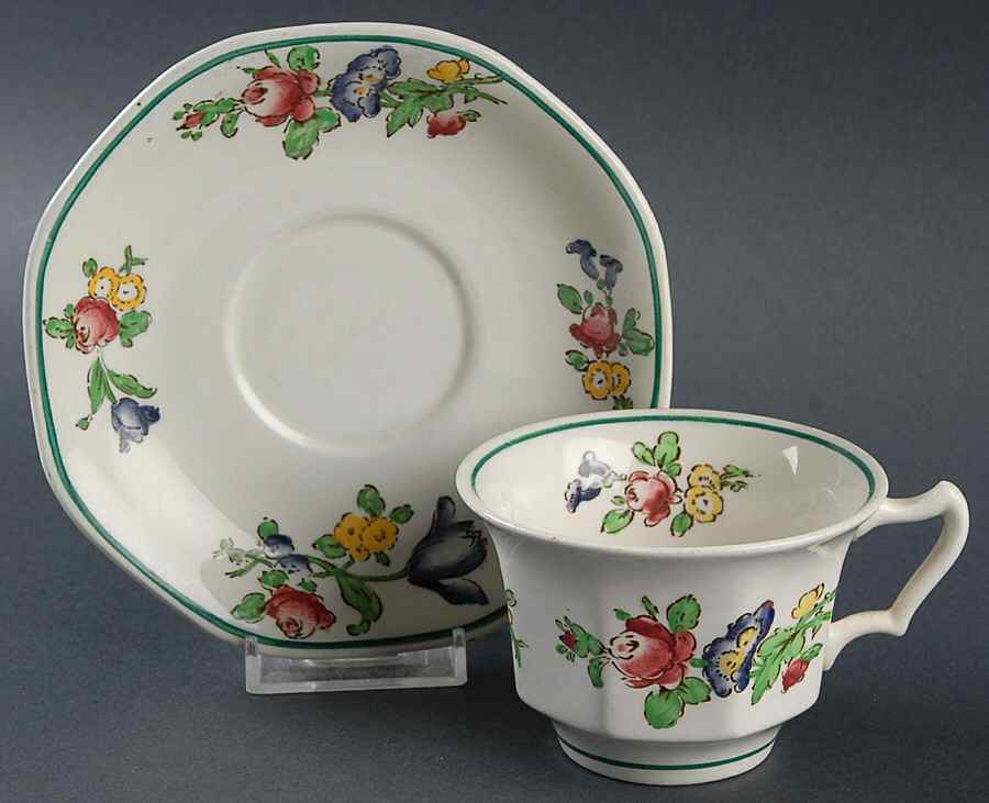 Old Staffordshire Flat Cup & Saucer Set by Booths-1