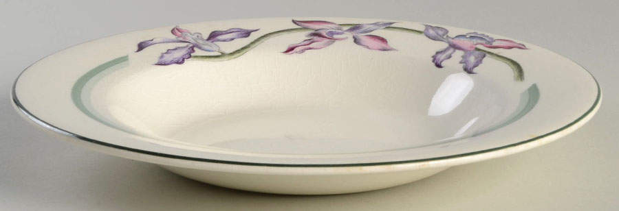 Orchids Rim Soup Bowl by Booths-1