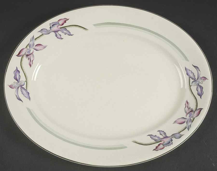 Orchids 14" Oval Serving Platter by Booths-1