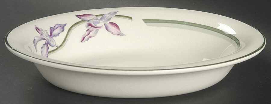 Orchids 10" Oval Vegetable Bowl by Booths-1