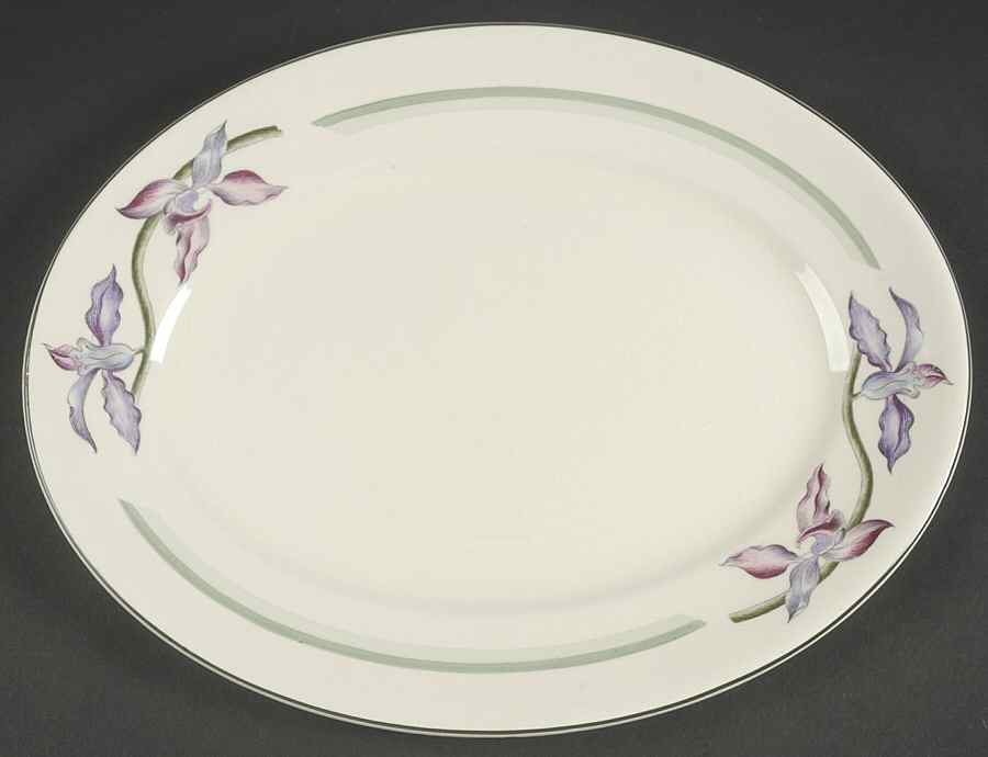 Orchids 12" Oval Serving Platter by Booths-1
