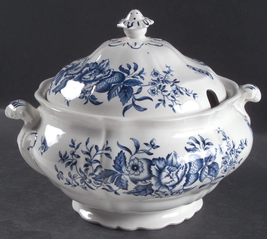 Peony Blue Tureen &  Lid by Booths-1