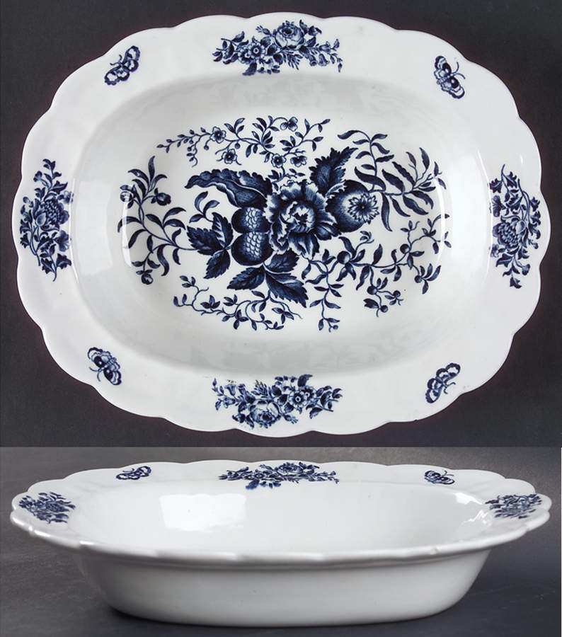 Peony Blue 8" Oval Vegetable Bowl by Booths-1