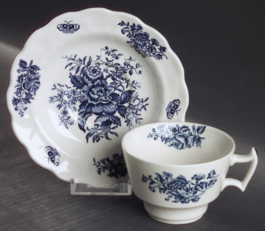Peony Blue Flat Cup & Saucer Set by Booths-1