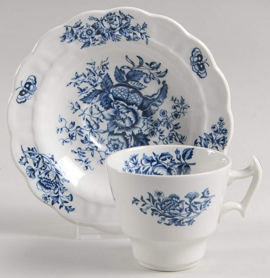 Peony Blue Flat Demitasse Cup & Saucer Set by Booths-1