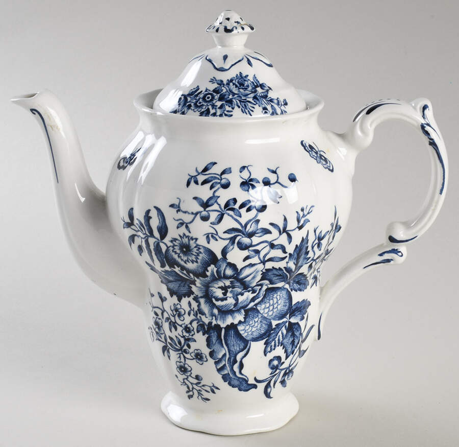 Peony Blue Mini Coffee Pot & Lid by Booths-1