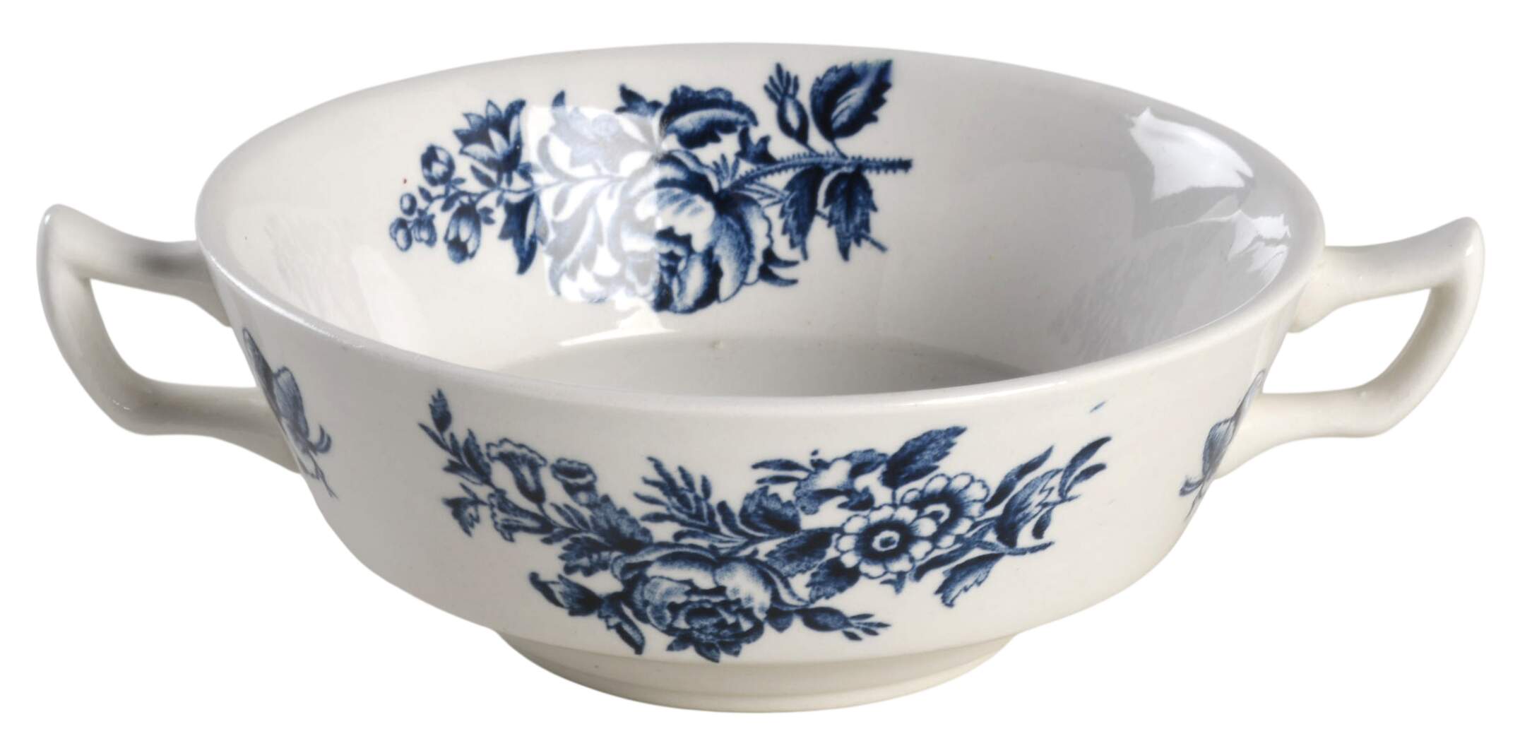 Peony Blue Flat Cream Soup Bowl by Booths-1