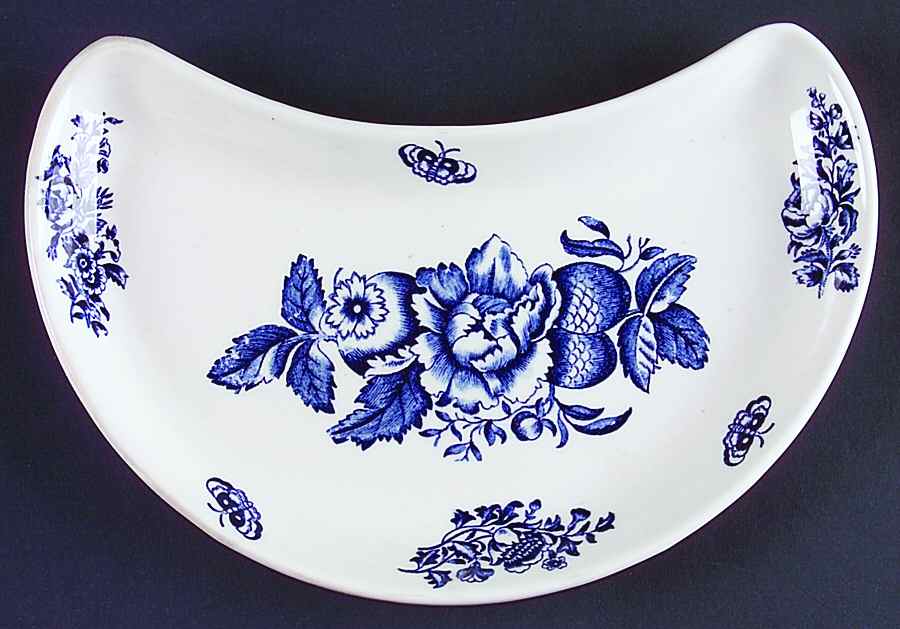 Peony Blue Crescent Salad Plate by Booths-1