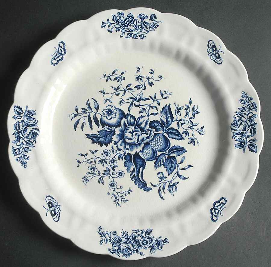Peony Blue 11" Chop Plate (Round Platter) by Booths-1