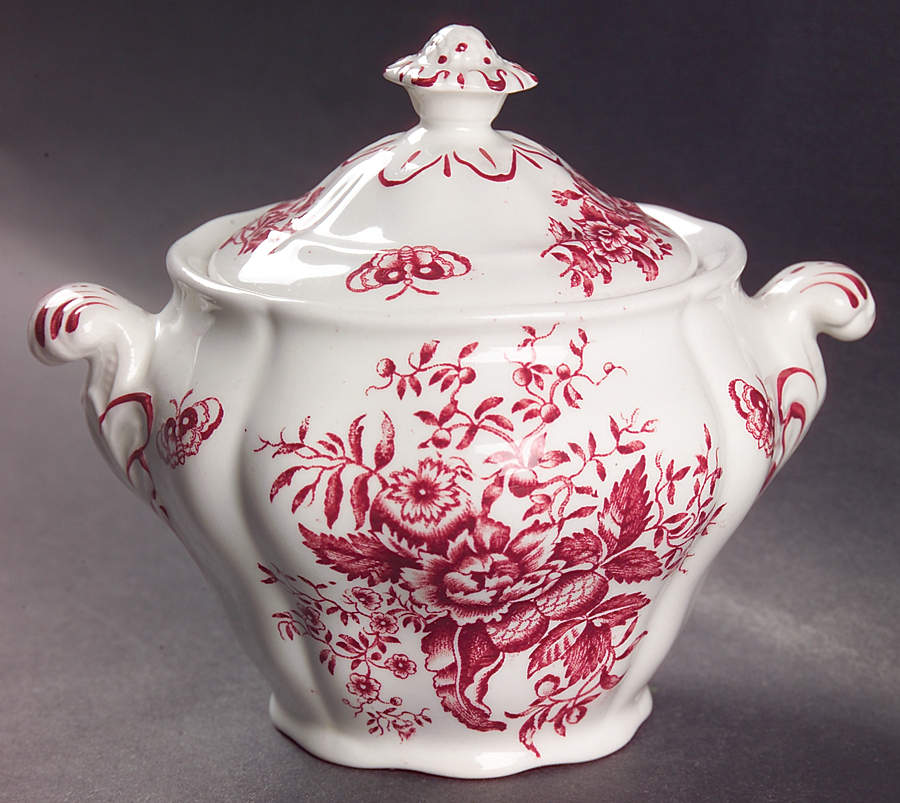 Peony Pink Sugar Bowl & Lid by Booths-1