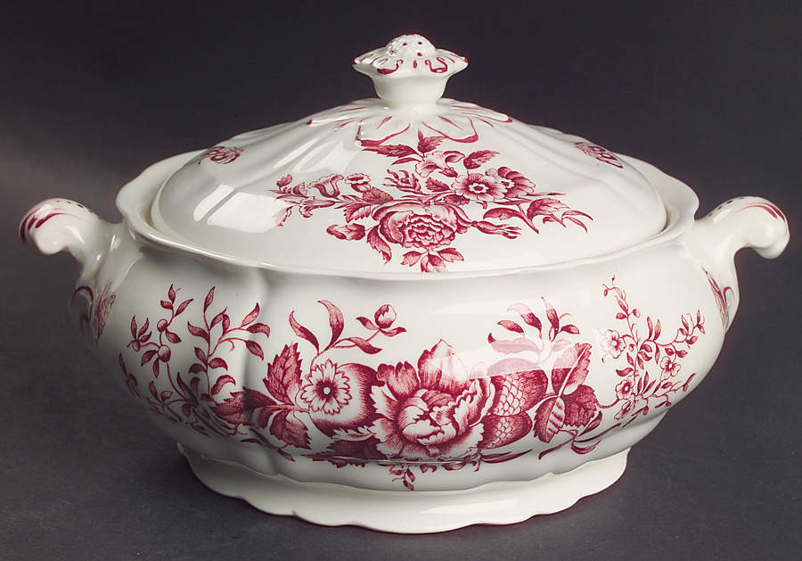 Peony Pink Round Covered Vegetable by Booths-1
