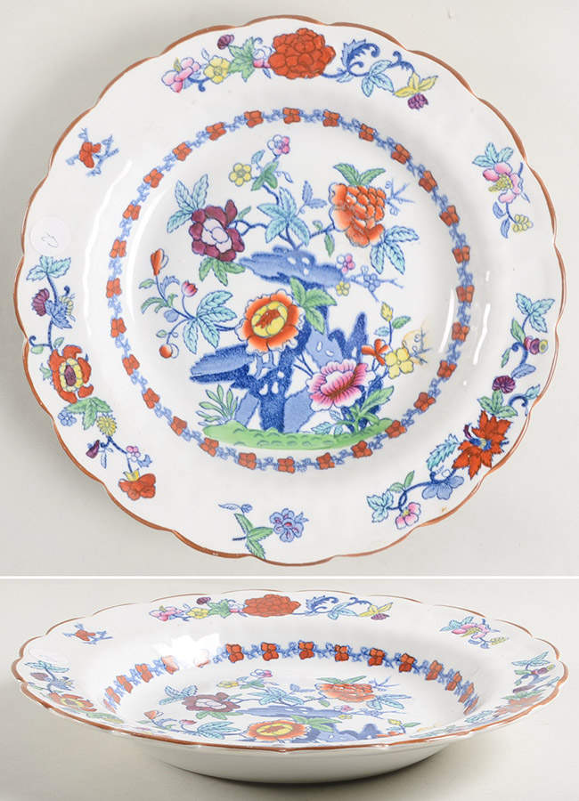 Pompadour (Scalloped) Large Rim Soup Bowl by Booths-1