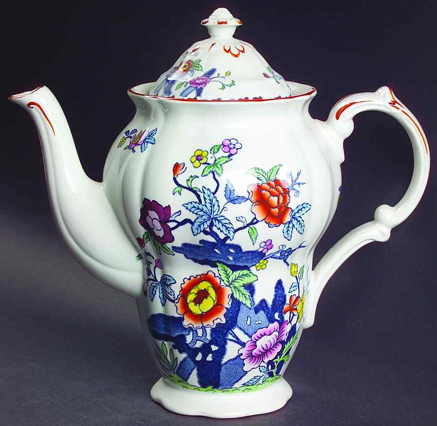 Pompadour (Scalloped) Coffee Pot & Lid by Booths-1