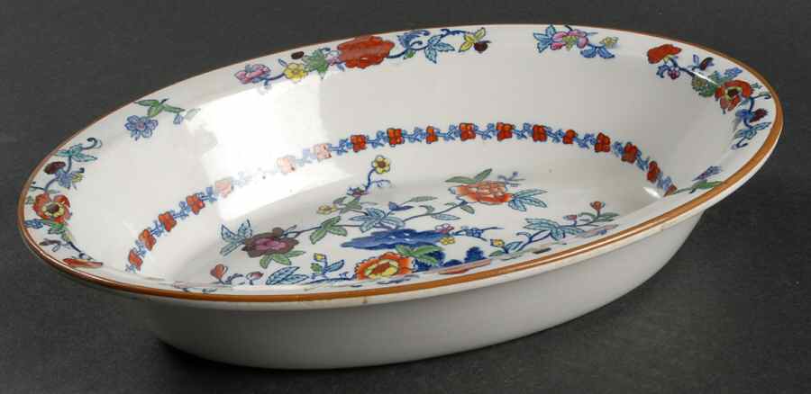 Pompadour (Scalloped) 10" Oval Vegetable Bowl by Booths-1