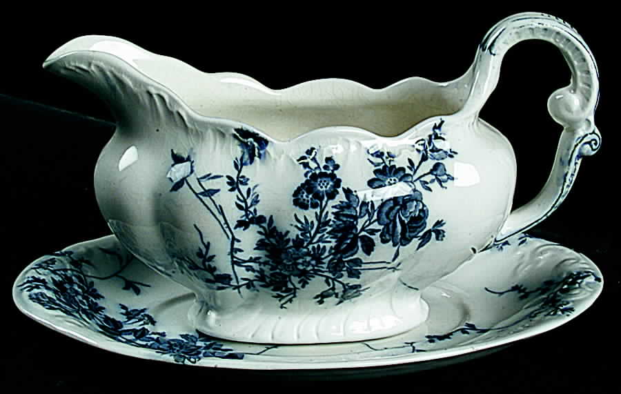 Princess (Blue Flowers To Edge) Gravy Boat & Underplate by Booths-1
