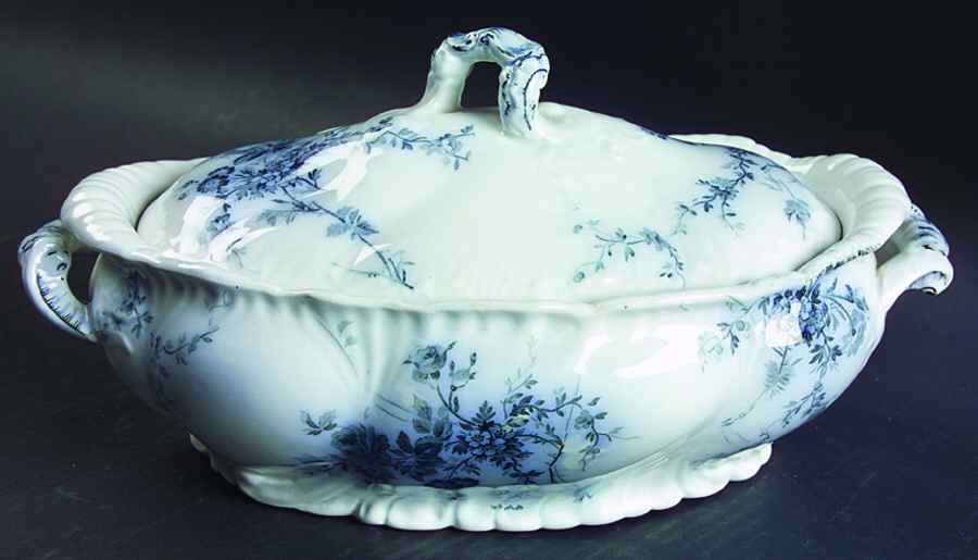 Princess (Blue Flowers To Edge) Oval Covered Vegetable by Booths-1