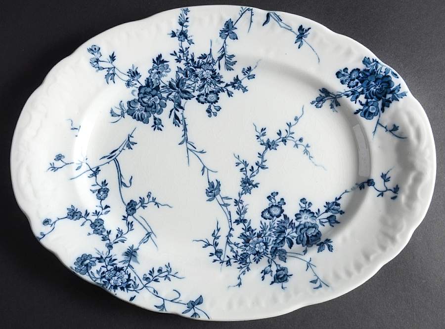 Princess (Blue Flowers To Edge) 11" Oval Serving Platter by Booths-1