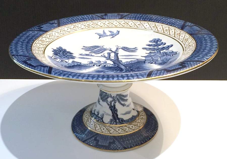 Real Old Willow Blue Round Compote (Height X Width) by Booths-1