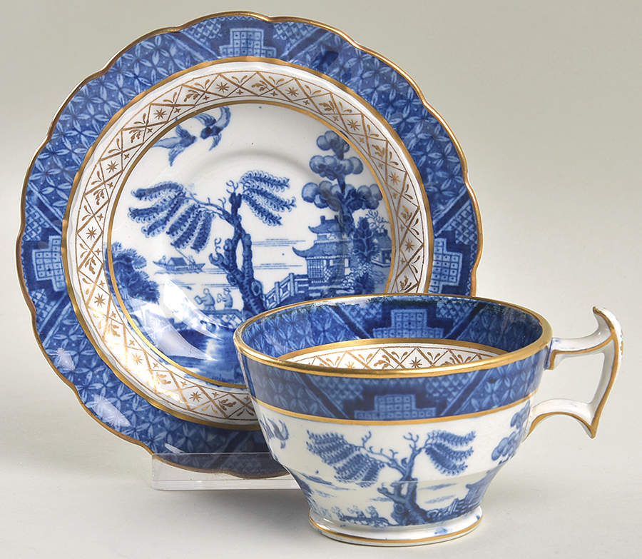 Real Old Willow Blue Footed Cup & Saucer Set by Booths-1