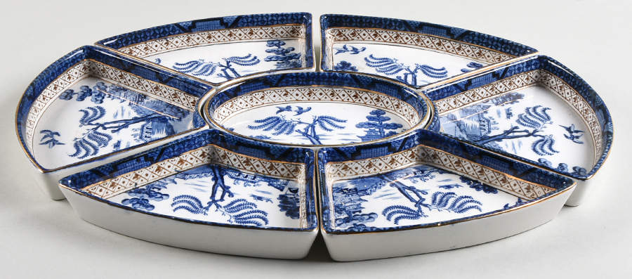 Real Old Willow Blue Sweetmeat Set (7pc) by Booths-1