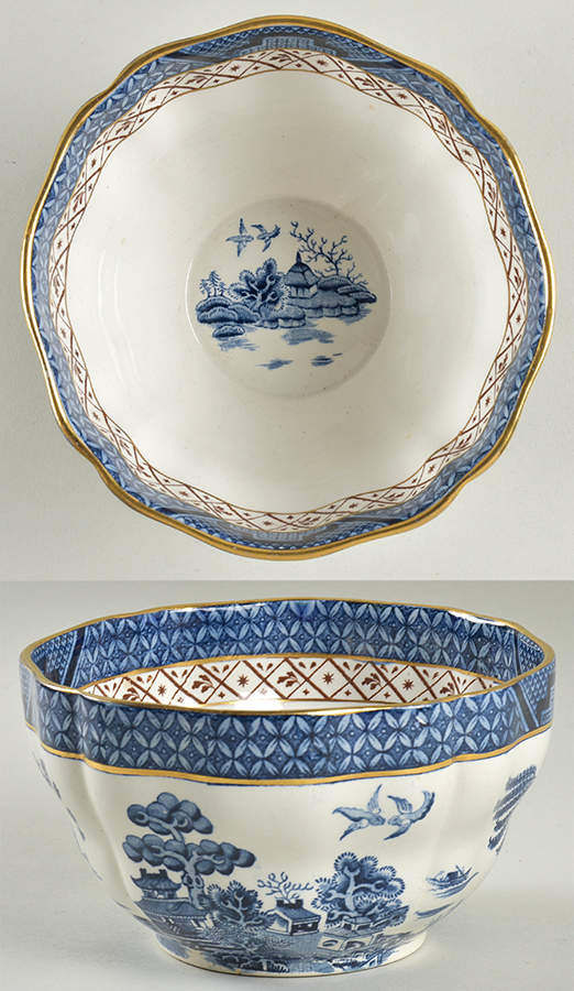 Real Old Willow Blue Cranberry Bowl by Booths-1