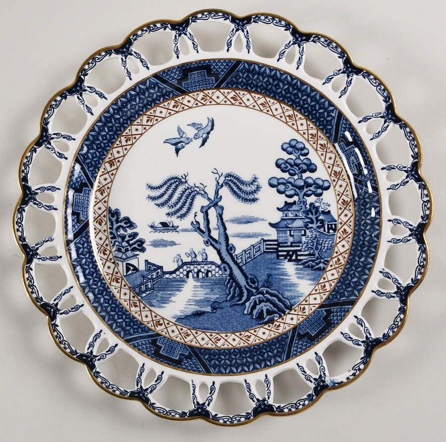 Real Old Willow Blue 9" Pierced Plate by Booths-1