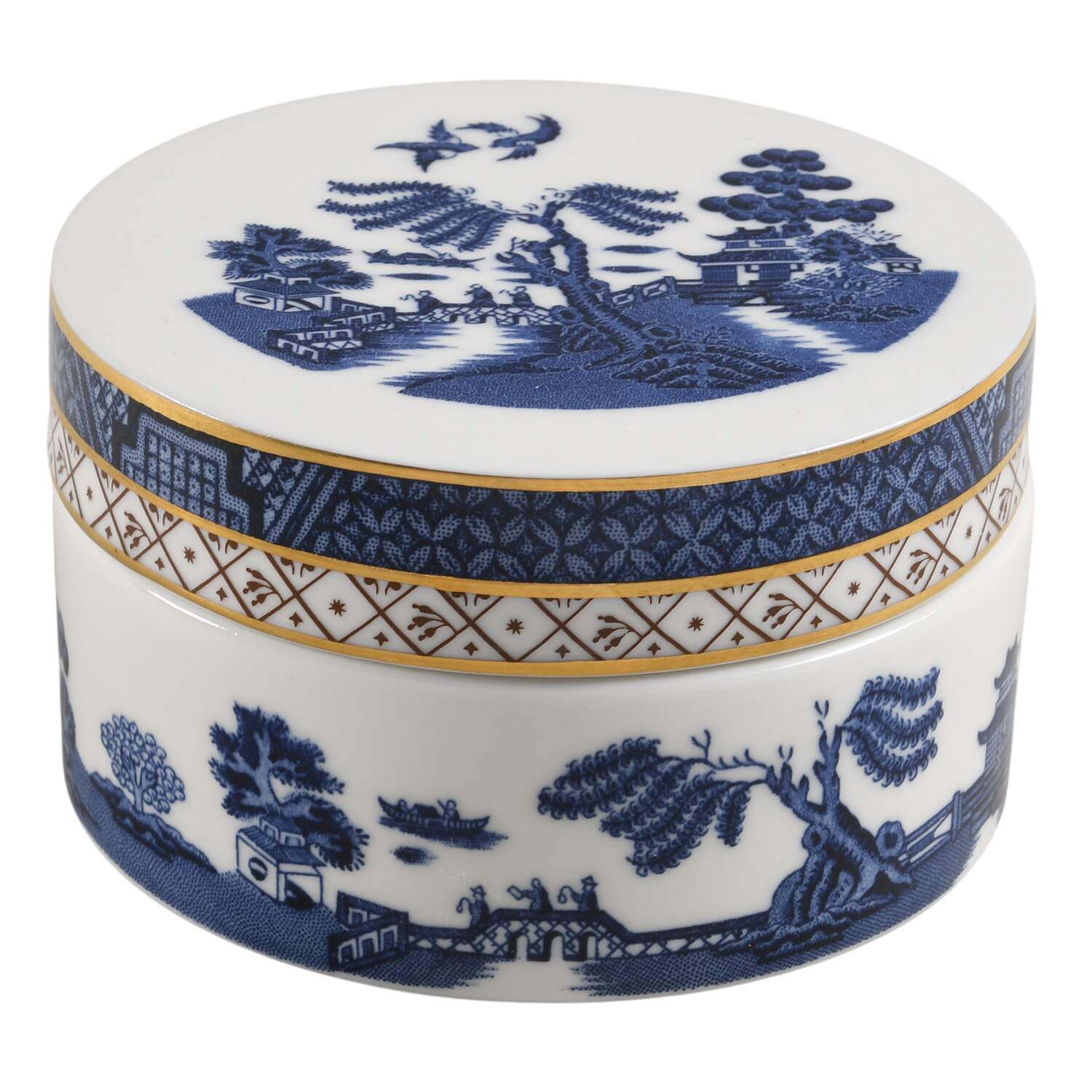 Real Old Willow Blue Round Box & Lid by Booths-1