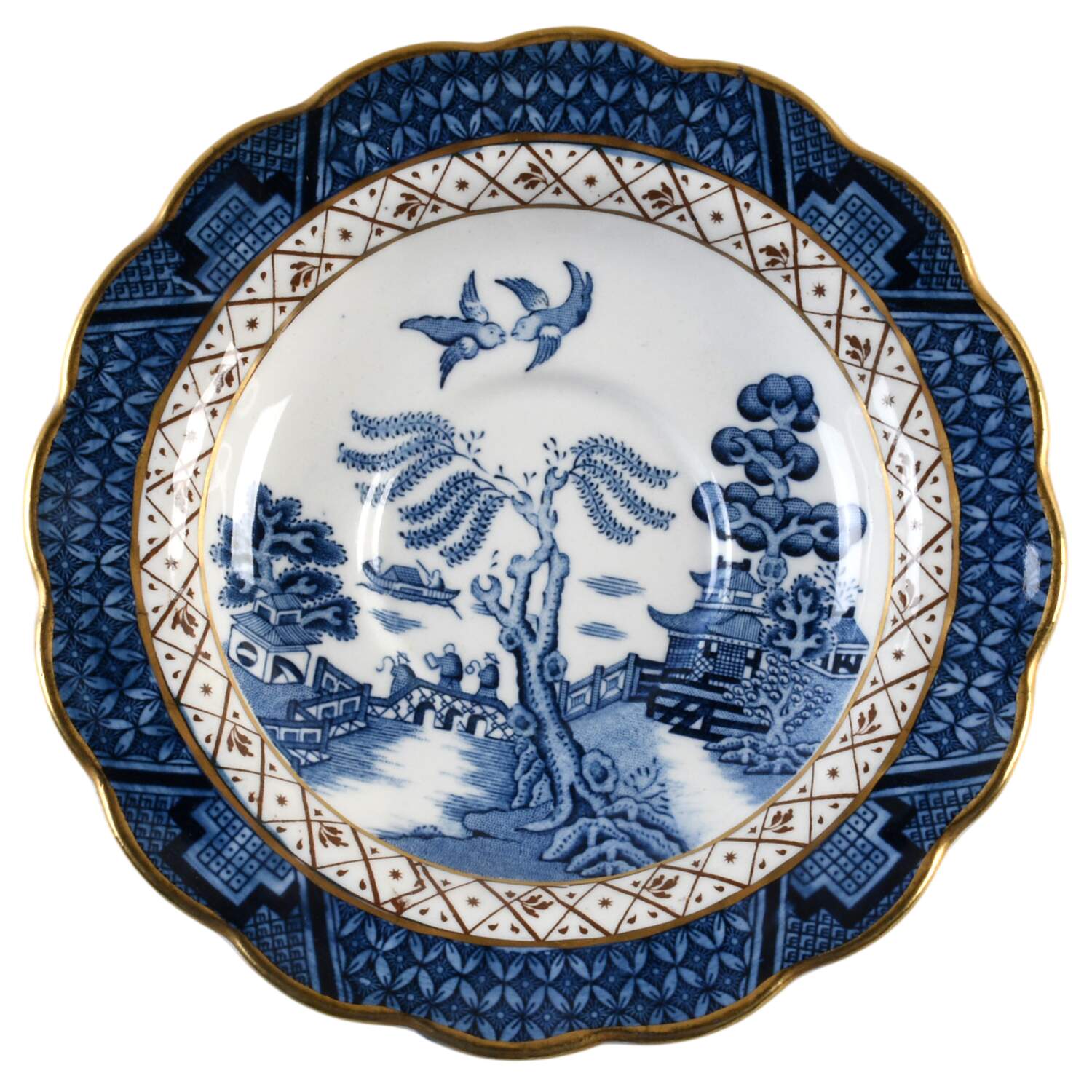 Real Old Willow Blue Saucer for Flat Cup by Booths-1