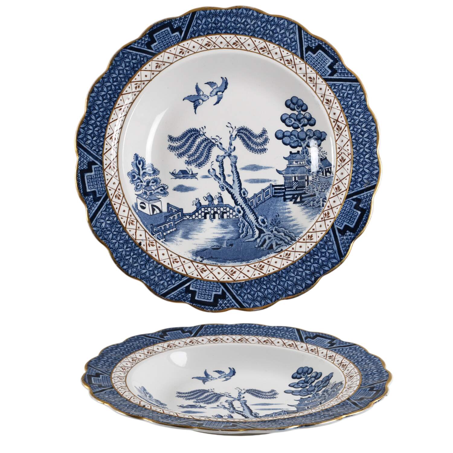 Real Old Willow Blue Muffin Dish No Lid by Booths-1