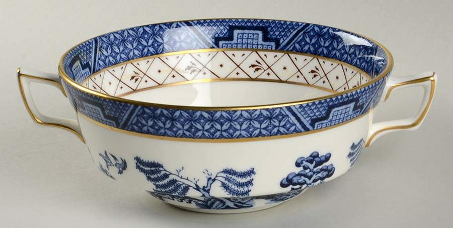 Real Old Willow Blue Flat Cream Soup Bowl by Booths-1