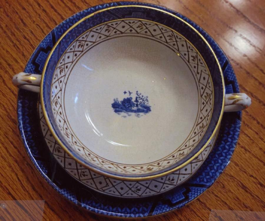 Real Old Willow Blue Flat Cream Soup & Saucer Set by Booths-1